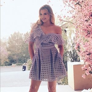 Ruffle lace Blue off shoulder Dress Kardashian